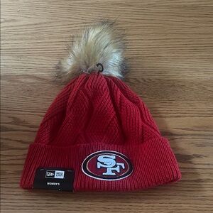 San Francisco SF 49ers Beanie Faux Fur Pom